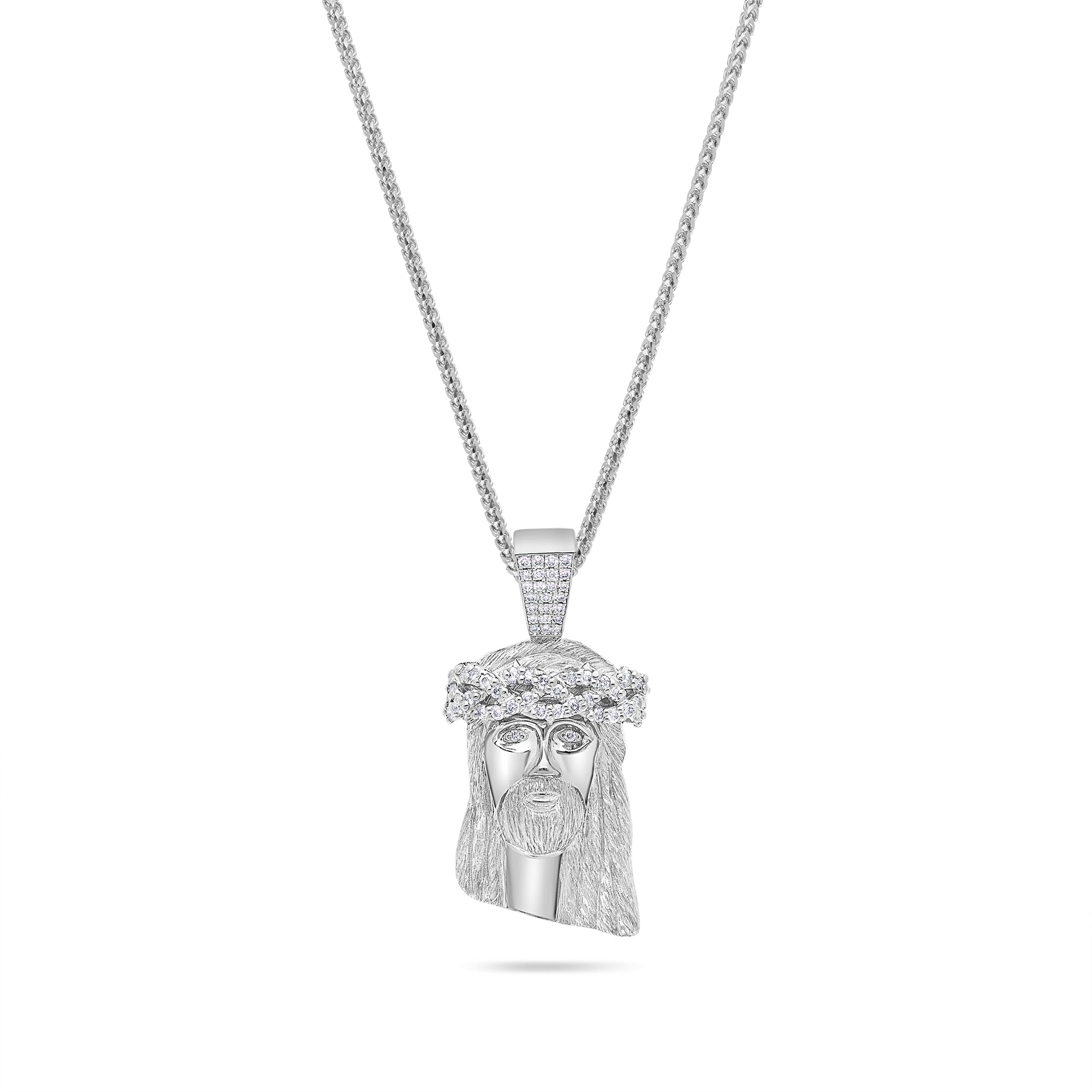 Milli Jesus Piece (Partially Iced) (14K WHITE GOLD) - IF & Co. Custom Jewelers