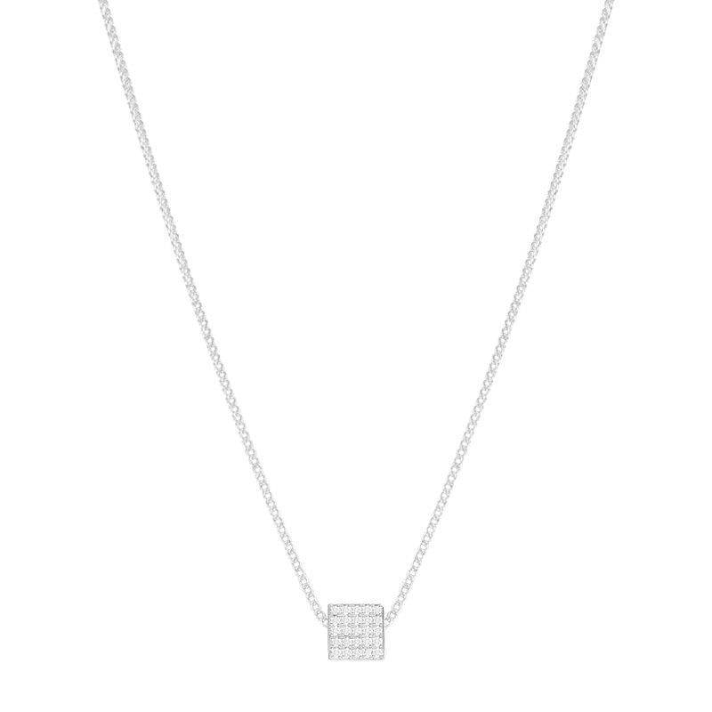 Mini Block Necklace (7mm) (18K WHITE GOLD) - IF & Co. Custom Jewelers