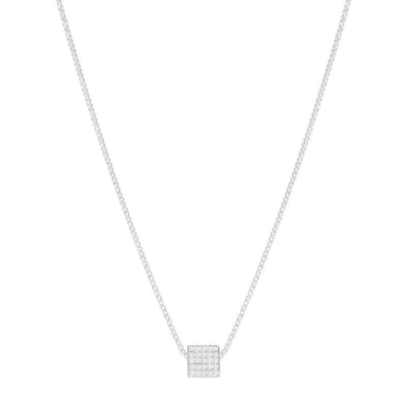 Mini Block Necklace (7mm) (18K WHITE GOLD) - IF & Co. Custom Jewelers