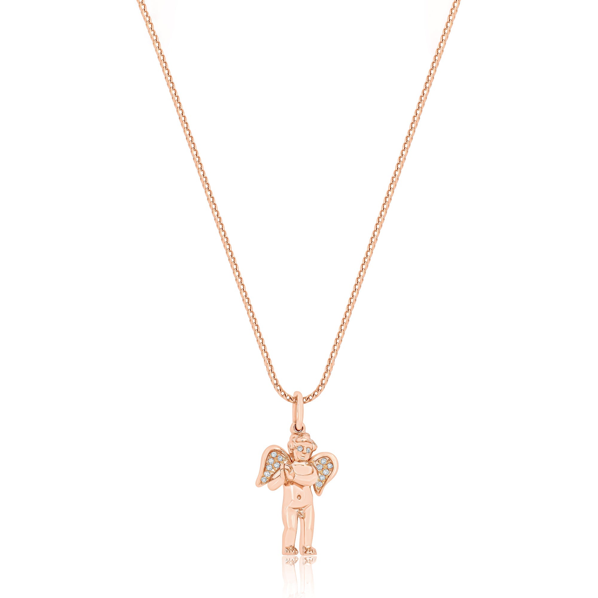 Nano Cherub Angel (Praying Hands, Partially Iced) (14K ROSE GOLD) - IF & Co. Custom Jewelers