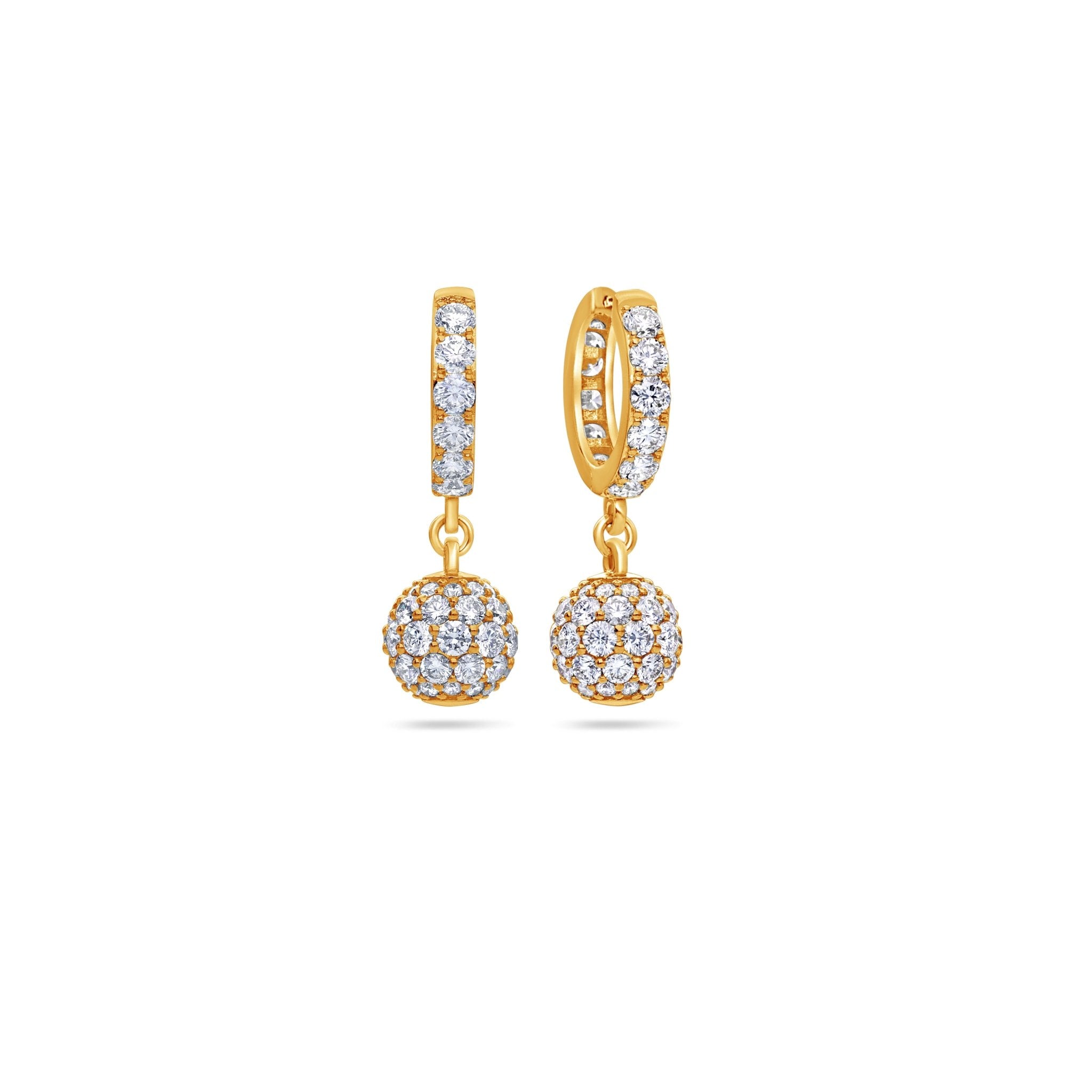 Nano Hanging Orb Hoop Earrings (18K YELLOW GOLD) - IF & Co. Custom Jewelers