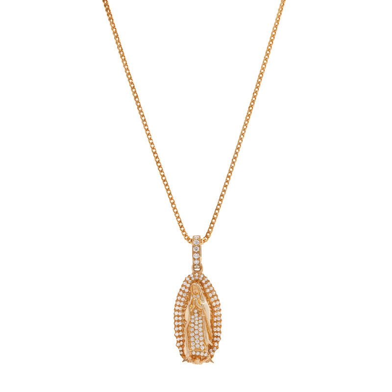Nano Lady of Guadalupe Piece (Fully Iced) (14K ROSE GOLD) - IF & Co. Custom Jewelers