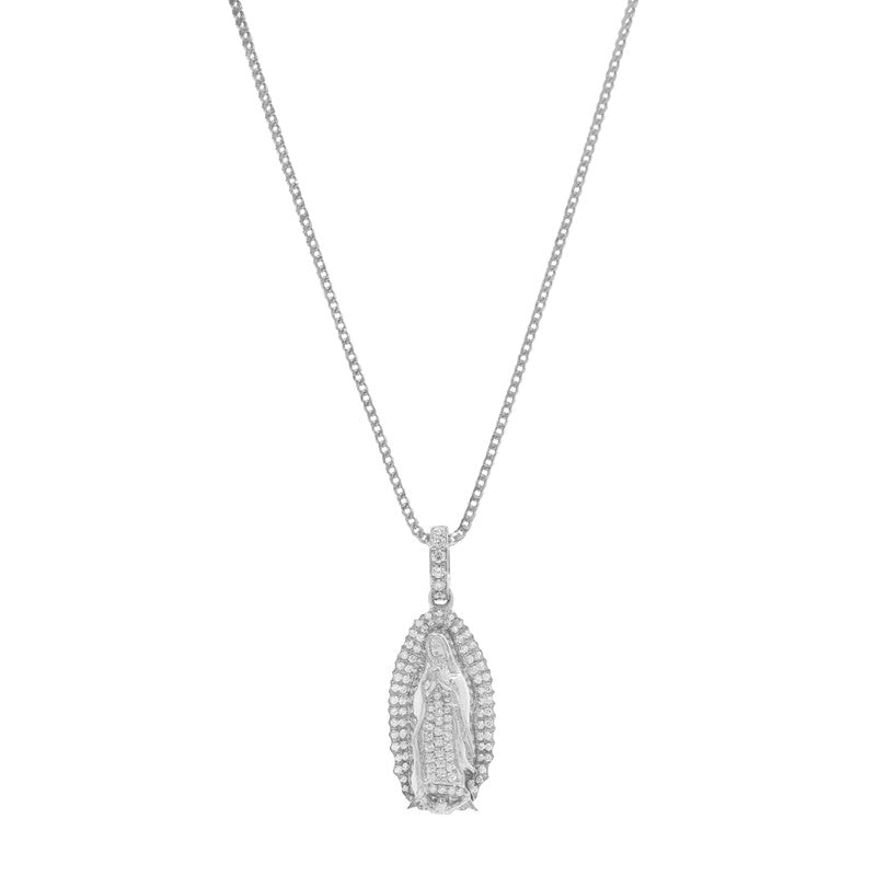 Nano Lady of Guadalupe Piece (Fully Iced) (14K WHITE GOLD) - IF & Co. Custom Jewelers