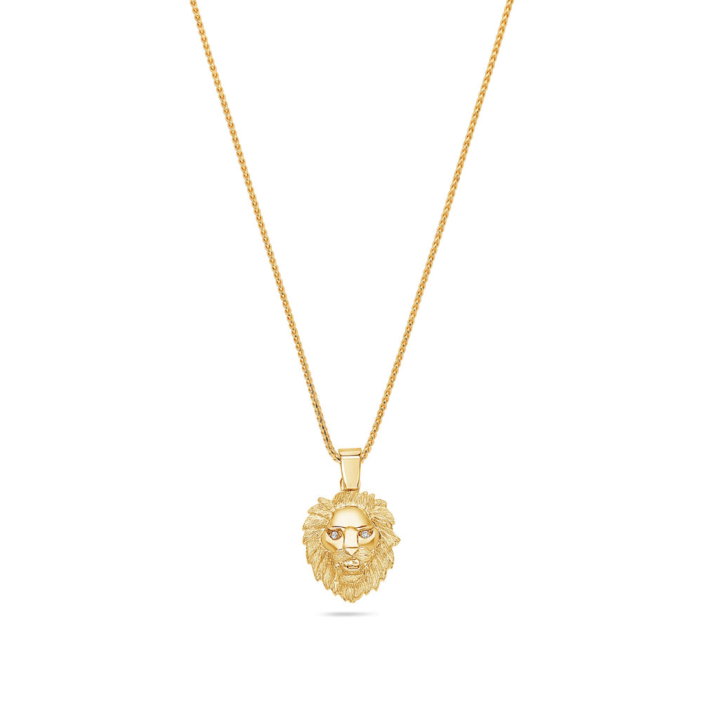Nano Lion Piece (Diamond Eyes) (14K YELLOW GOLD) - IF & Co. Custom Jewelers