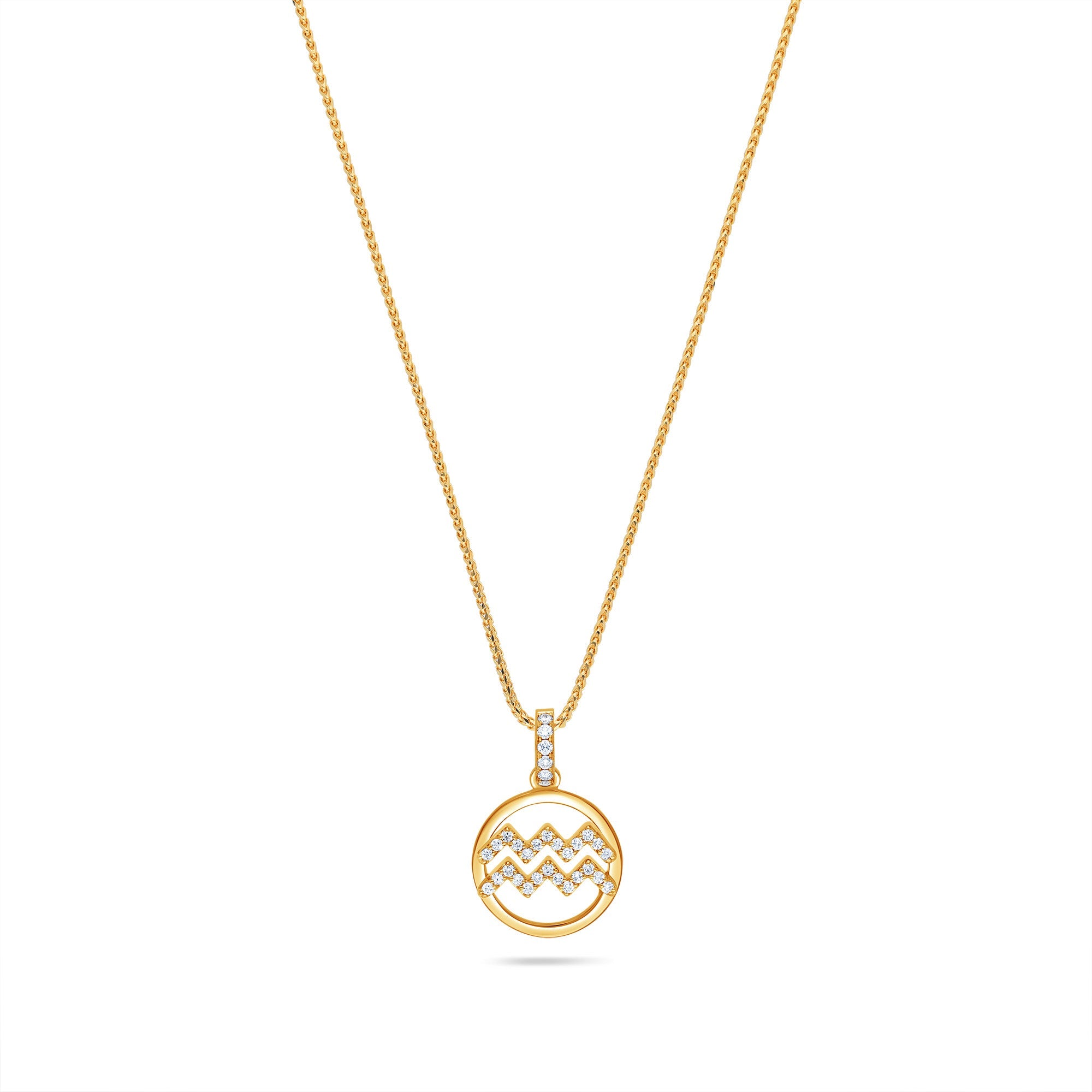 Nano Zodiac Necklace: Aquarius (14K YELLOW GOLD) - IF & Co. Custom Jewelers