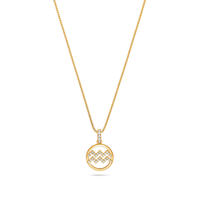 Nano Zodiac Necklace: Aquarius (14K YELLOW GOLD) - IF & Co. Custom Jewelers