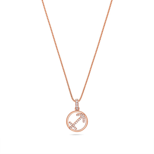 Nano Zodiac Necklace: Sagittarius (14K ROSE GOLD) - IF & Co. Custom Jewelers
