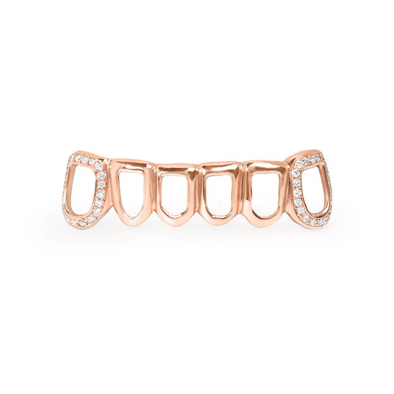 Open Face Diamond Grill (Iced Fangs) (14K ROSE GOLD) - IF & Co. Custom Jewelers