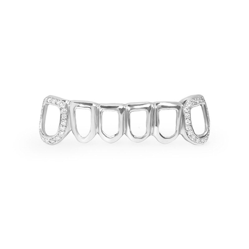 Open Face Diamond Grill (Iced Fangs) (14K WHITE GOLD) - IF & Co. Custom Jewelers