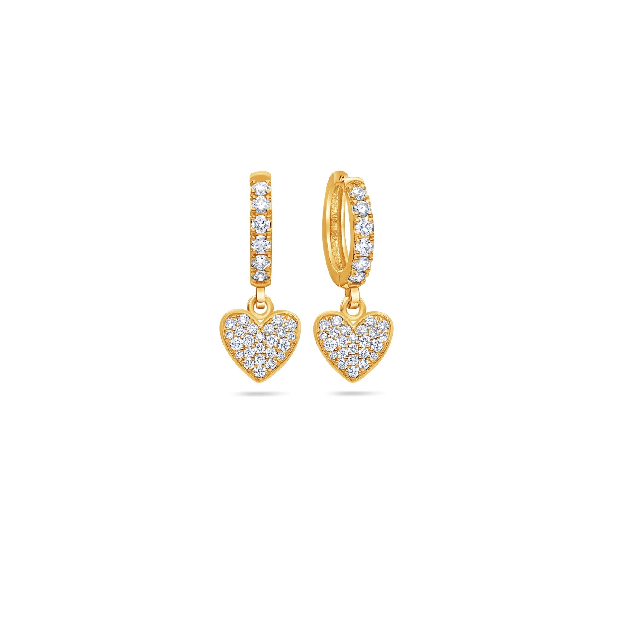 Pico Hanging Heart Hoop Earrings (18K YELLOW GOLD) - IF & Co. Custom Jewelers