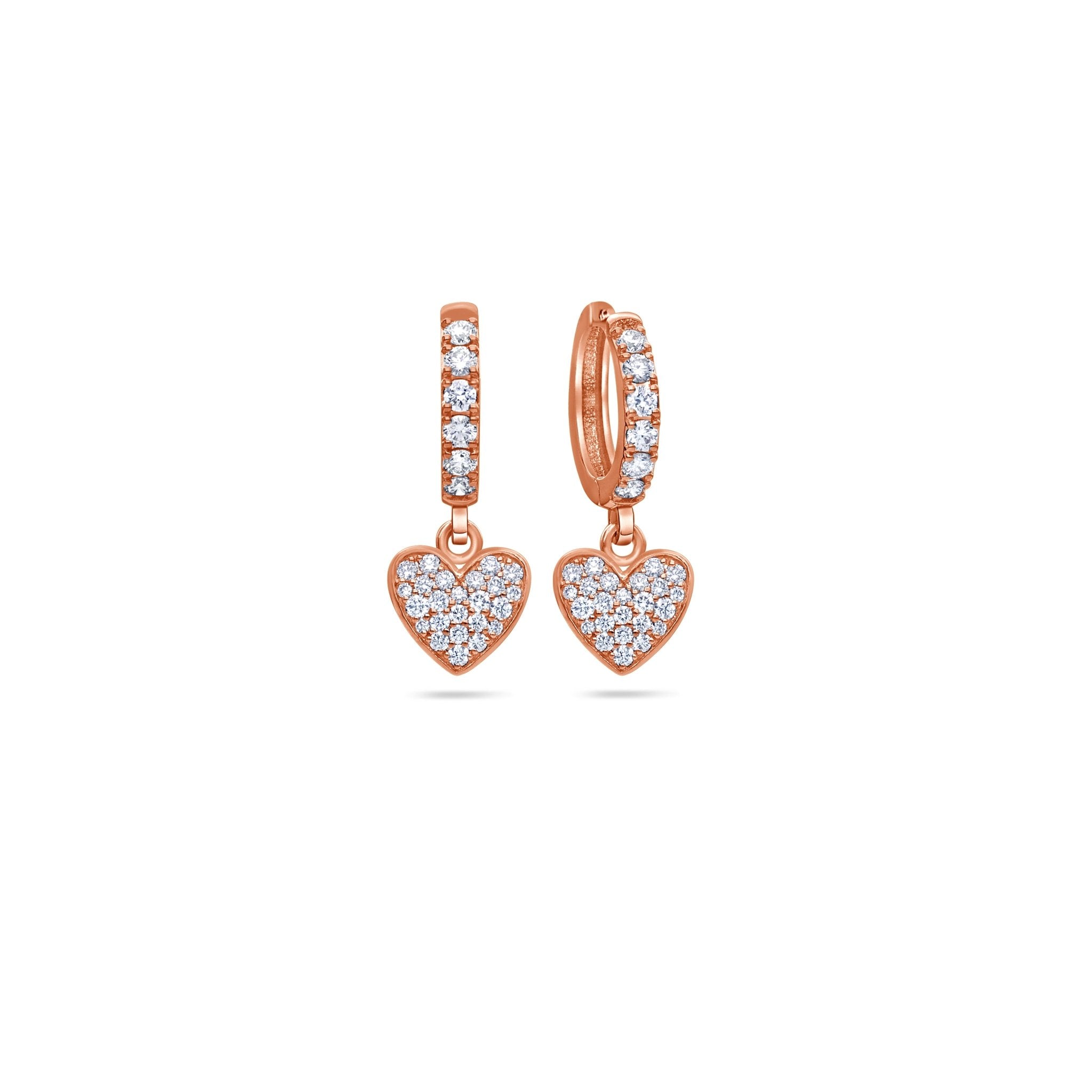 Pico Hanging Heart Hoop Earrings (18K ROSE GOLD) - IF & Co. Custom Jewelers