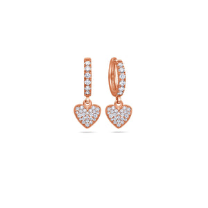 Pico Hanging Heart Hoop Earrings (18K ROSE GOLD) - IF & Co. Custom Jewelers