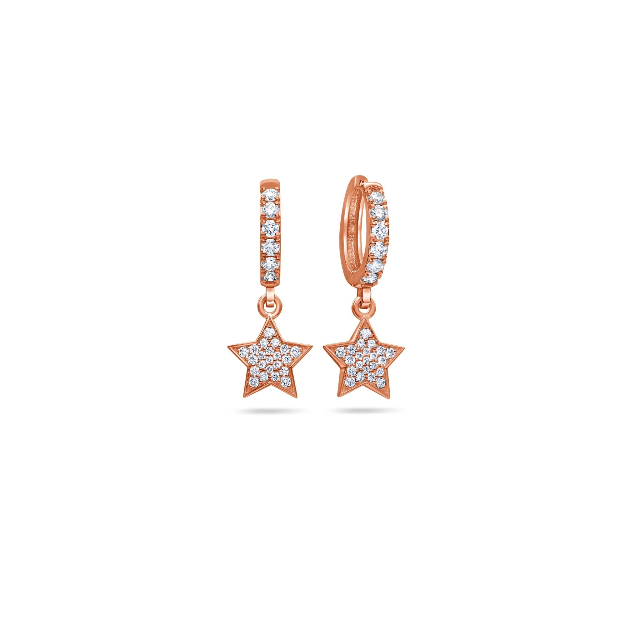 Pico Hanging Star Hoop Earrings (18K ROSE GOLD) - IF & Co. Custom Jewelers
