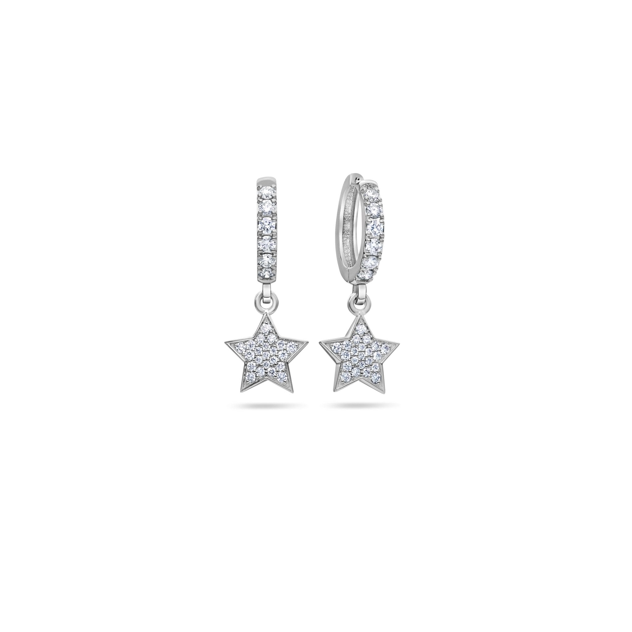 Pico Hanging Star Hoop Earrings (18K WHITE GOLD) - IF & Co. Custom Jewelers