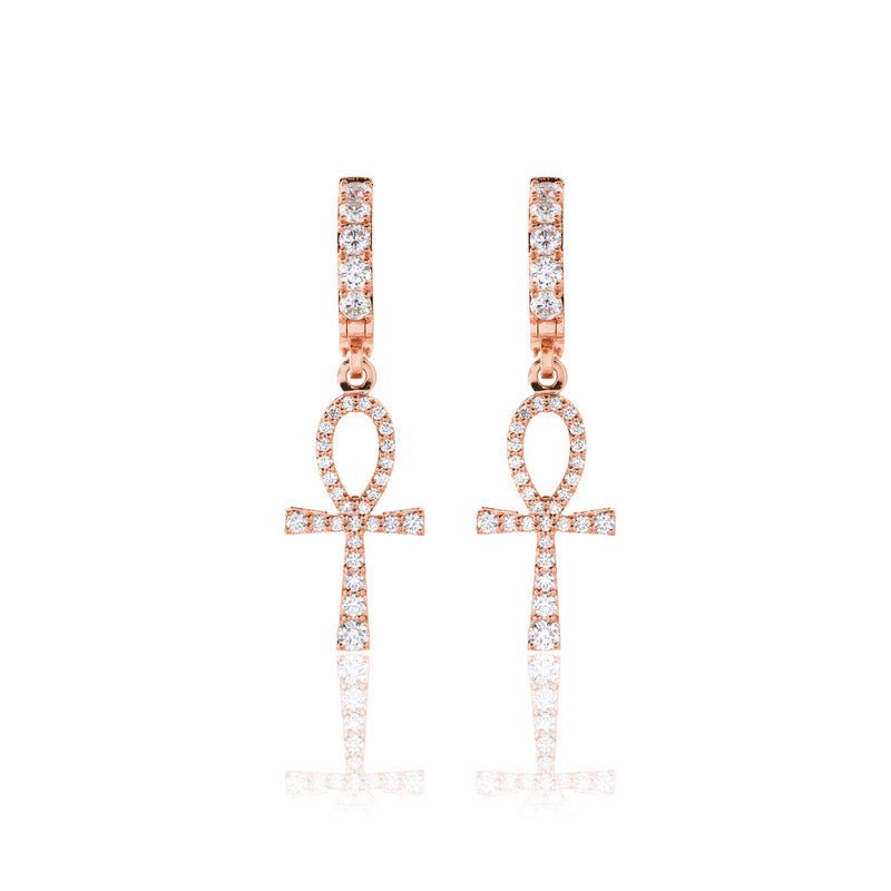 Pico Harvey Ankh Hoop Earrings (18K ROSE GOLD) - IF & Co. Custom Jewelers