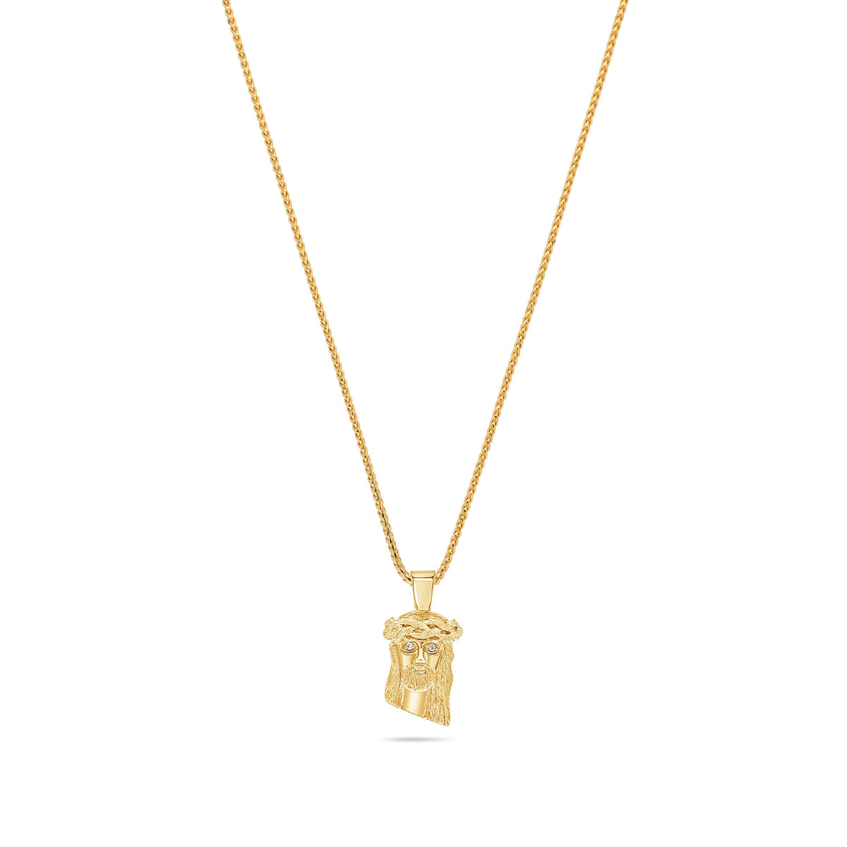 Pico Jesus Piece (Diamond Eyes) (14K YELLOW GOLD) - IF & Co. Custom Jewelers