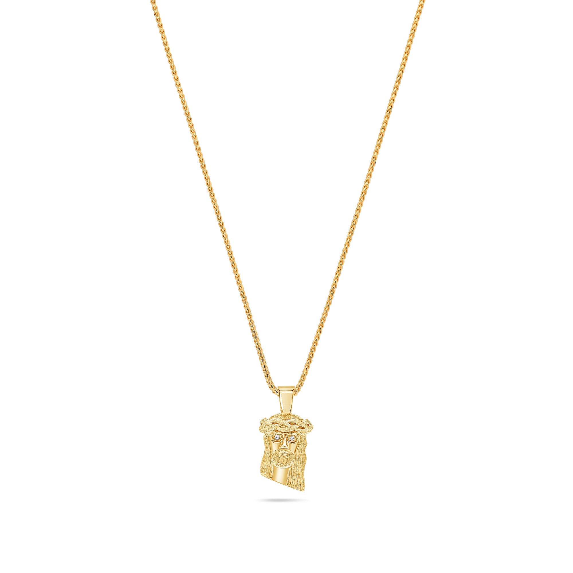 Pico Jesus Piece (Diamond Eyes) (14K YELLOW GOLD) - IF & Co. Custom Jewelers