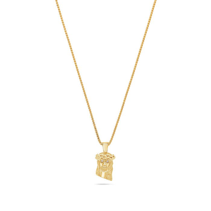 Pico Jesus Piece (Diamond Eyes) (14K YELLOW GOLD) - IF & Co. Custom Jewelers