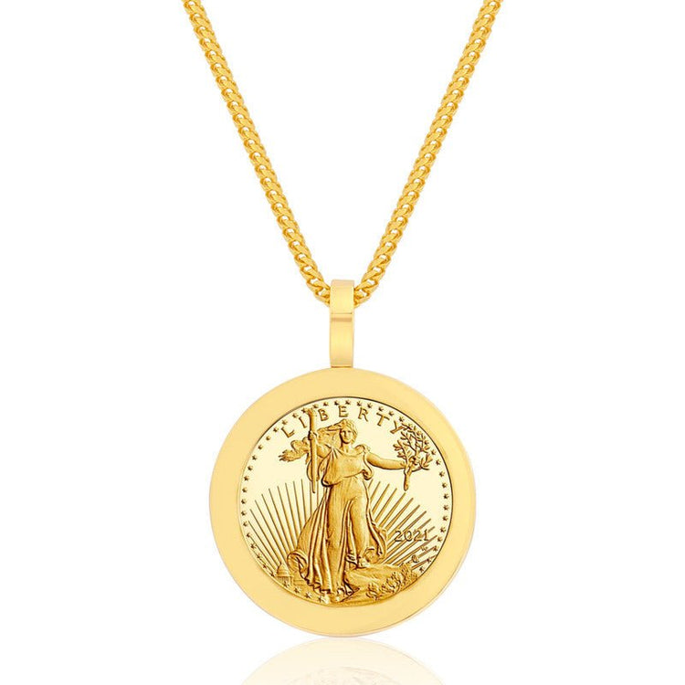 1oz Gold Coin Necklace American Eagle Lady Liberty Coin IF