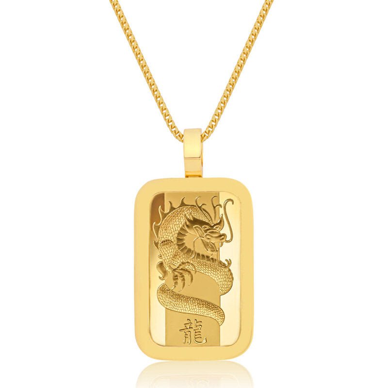 Standard 1oz. Suisse Gold Bar (Lunar Dragon, Solid Gold Bezel) (14K YELLOW GOLD) - IF & Co. Custom Jewelers