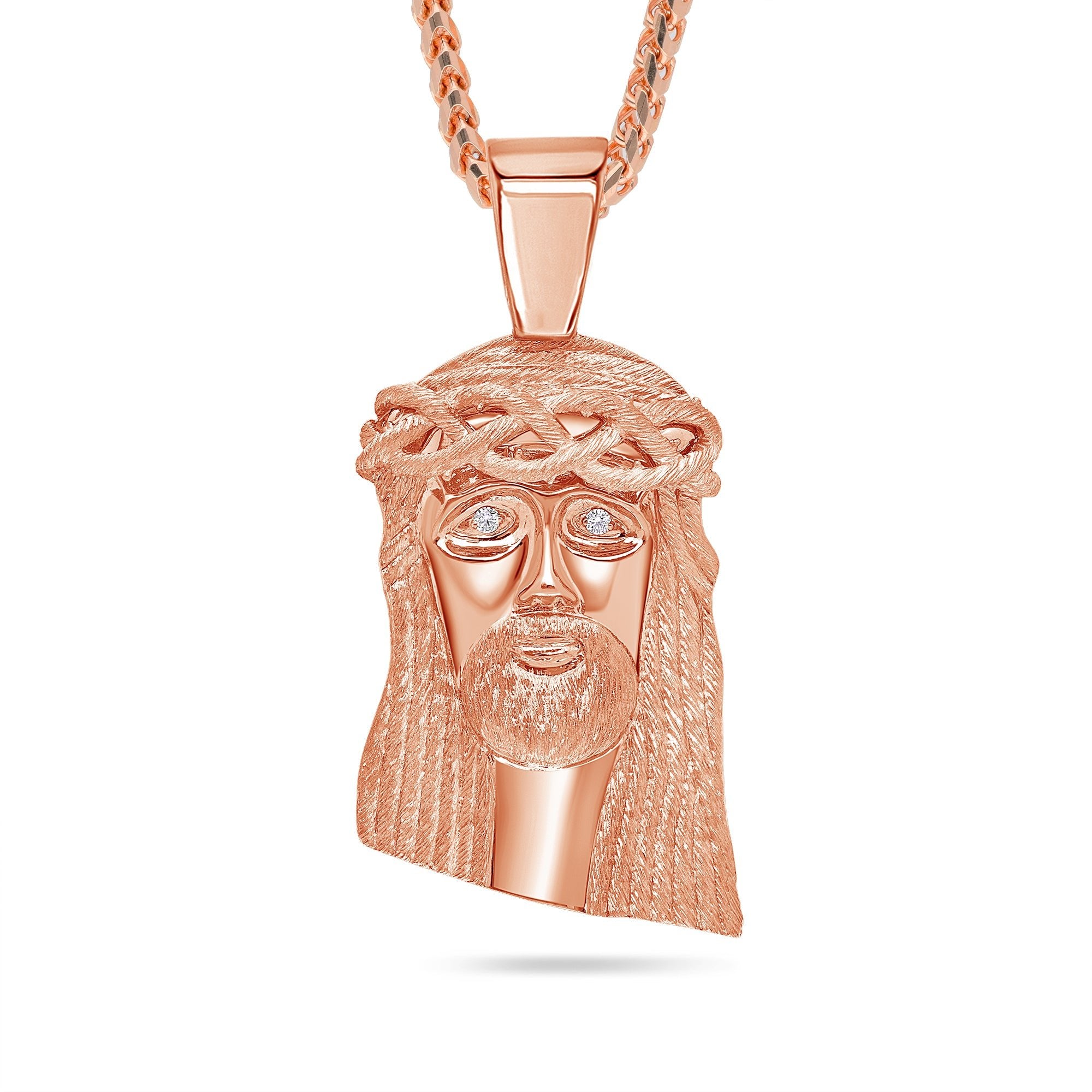 Standard Jesus Piece (Diamond Eyes) (14K ROSE GOLD) - IF & Co. Custom Jewelers
